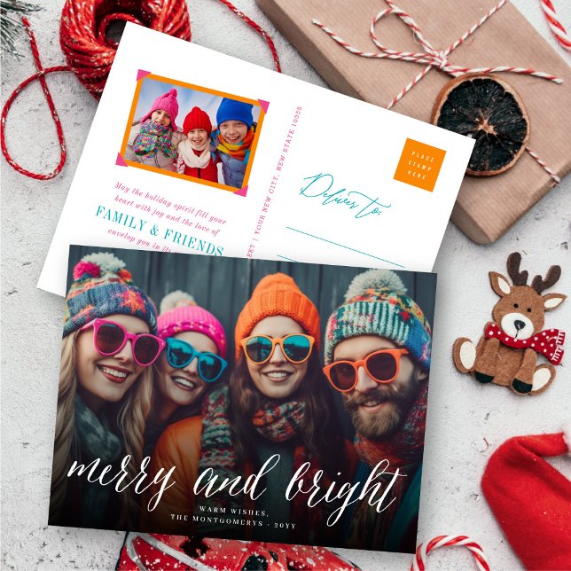 Glad & ljus roligt skrivar helgdagfotovykortet helg vykort (Skapare uppladdad)