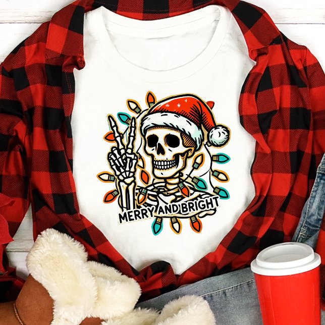 Glad & Ljus Skkeleton Fredlig Jul T Shirt (Skapare uppladdad)
