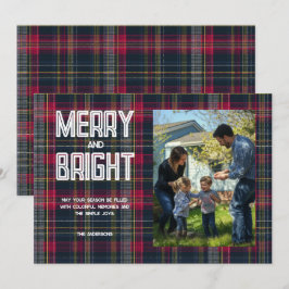 Glad & Ljus Skräddarsydd Tartan Familjefoto Högtid Julkort