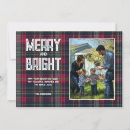 Glad & Ljus Skräddarsydd Tartan Familjefoto Högtid Julkort