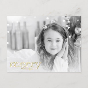 Glad & Ljus Vit Guld Jul Foto Helg Vykort