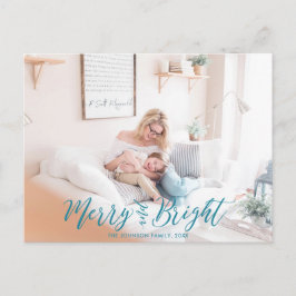 Glad & Ljusstark jul typografi foto postkort Vykort