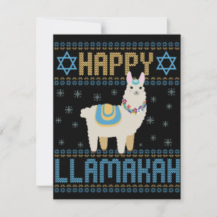 Glad LLamakah Rolig Judisk Hanukkah LLama Present Anteckningskort