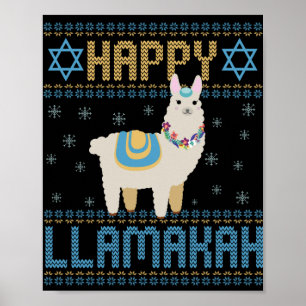 Glad LLamakah Rolig Judisk Hanukkah LLama Present Poster