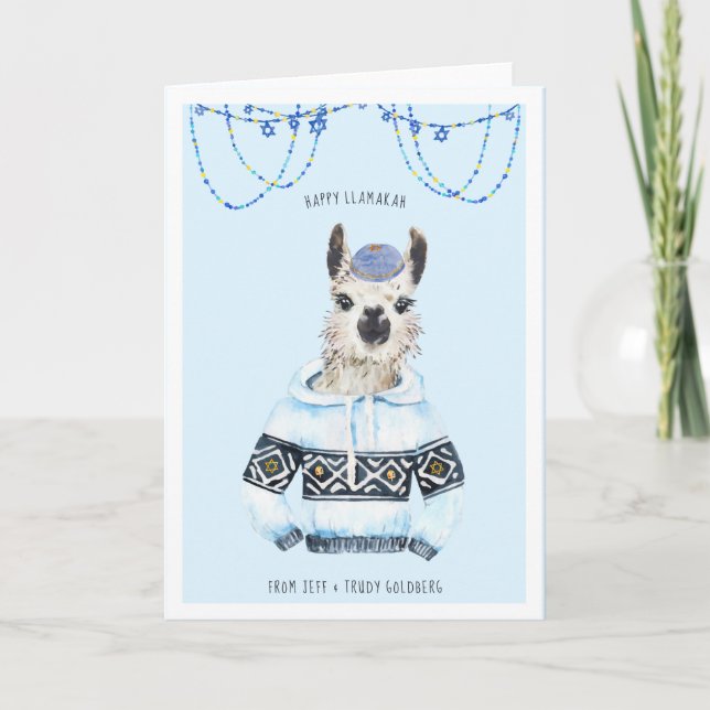 Glad Llamakah | Rolig Llama Hanukkah-kort Helgkort (Framsida)