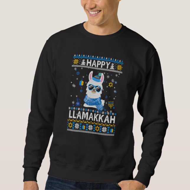 Glad Llamakkah Lama Ful Hanukkah Ful Tröja   Lång Ärmad Tröja (Framsida)