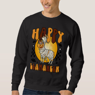 Glad Llamaween Lama Halloween Lama Bus eller Gods Lång Ärmad Tröja
