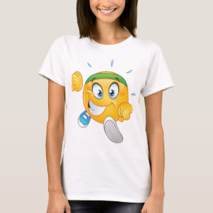Glad Löpning Emoji Tecknad Löpare T Shirt