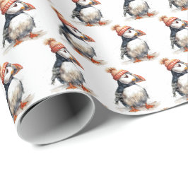 Glad Lunnefågel Julmönster Presentpapper