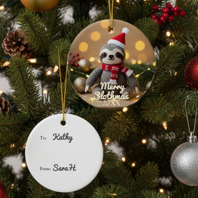 Glad Lutfmas Santa Lutf Personlig Julgransprydnad Keramik (For lovers of sloths and Christmas ornaments!)