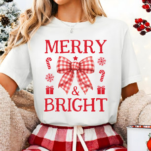 Glad & Lysande jul röda rutiga bow skjorta T Shirt