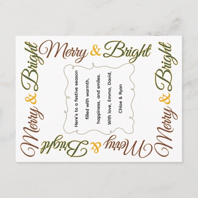 Glad & Lysande Klassisk Retro Jul Helg Vykort (Framsida)