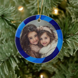 GLAD MÅ HANUKKA Modern Virvelstjärna Anpassad FOTO Julgransprydnad Keramik