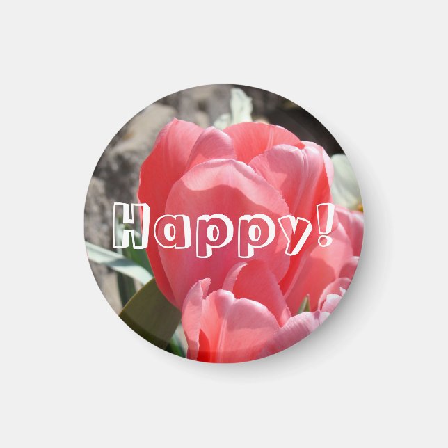 Glad! magneter Rosa Tulpan Blommor Lycka (Framsidan)