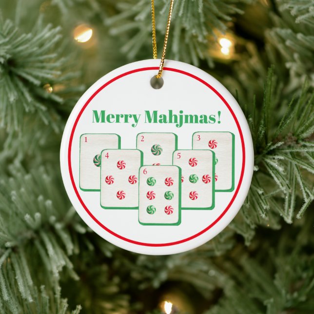 Glad Mahjmas Mahjong Godisprickade Brickor  Julgransprydnad Keramik (Träd)