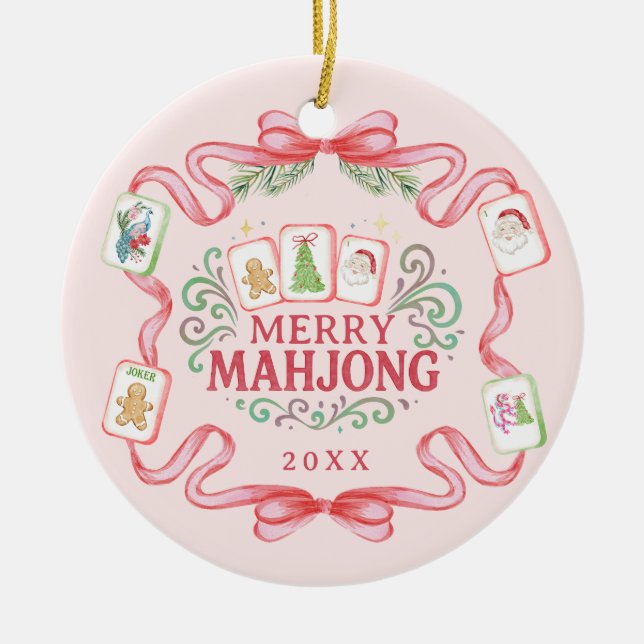Glad Mahjong | Jul Julgransprydnad Keramik (Framsidan)
