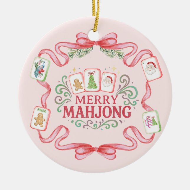 Glad Mahjong | Jul Julgransprydnad Keramik (Framsidan)