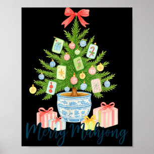 Glad Mahjong Julgran Chinoiserie Högtid Poster