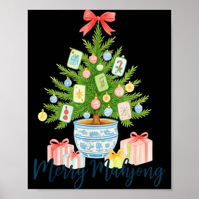 Glad Mahjong Julgran Chinoiserie Högtid  Poster (Framsidan)