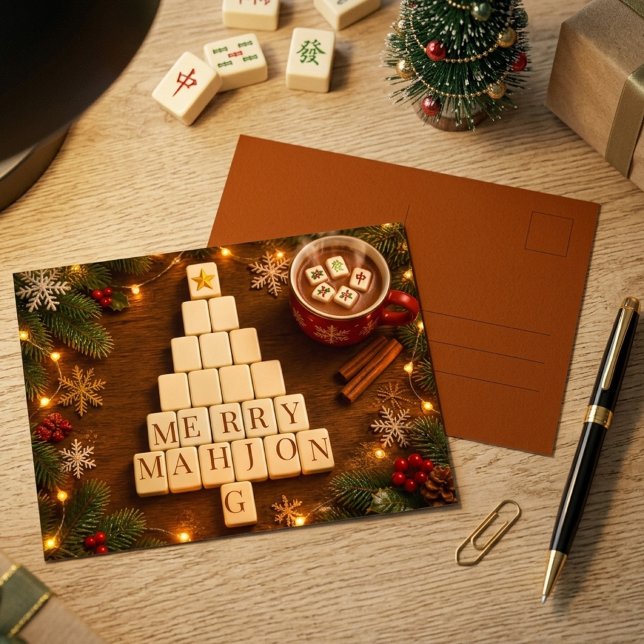 Glad Mahjong Julkort  Helg Vykort (Skapare uppladdad)