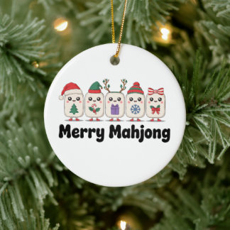 Glad Mahjong Julkulor Tomtehatt Horn Julgransprydnad Keramik