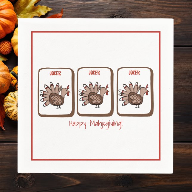 Glad Mahjsgiving! Mahjong Thanksgiving-fest Pappersservett (Skapare uppladdad)