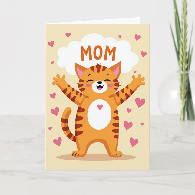Glad mamma kattvän-kort kort (Framsida)