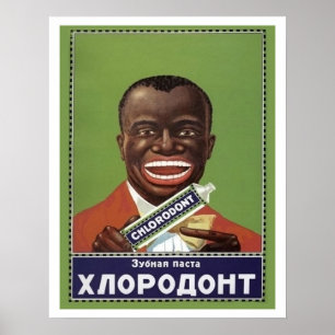 Glad man med tandkräm, rolig sovjetisk propaganda poster