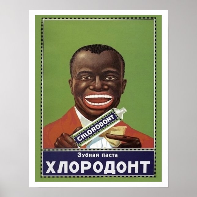 Glad man med tandkräm, rolig sovjetisk propaganda poster (Framsidan)