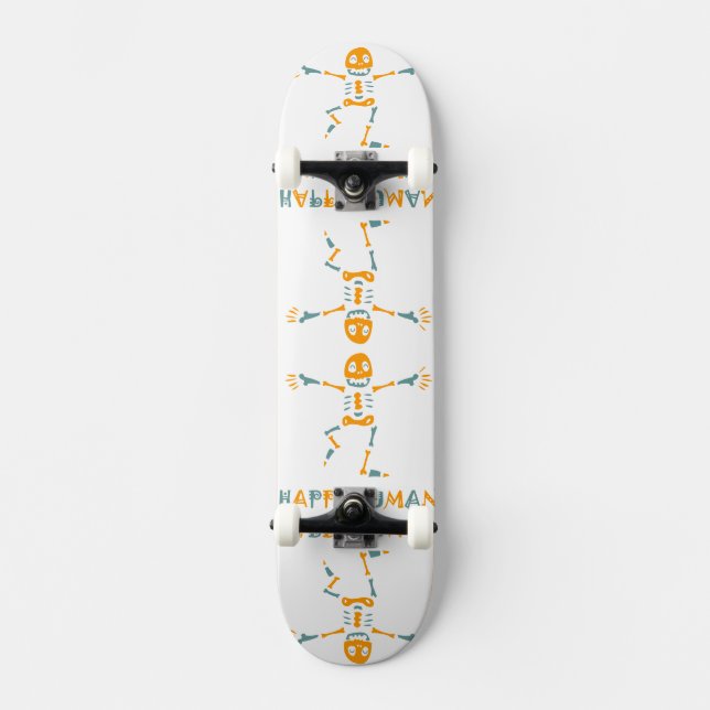 Glad människoskelett mini skateboard bräda 18,5 cm (Framsida)