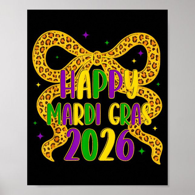 Glad Mardi Gras 2026 Coquette Bow Tjej Kvinnor Kar Poster (Framsidan)