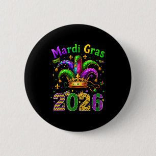Glad Mardi Gras 2026 Narrmössa Män Kvinnor Barn Bi Knapp