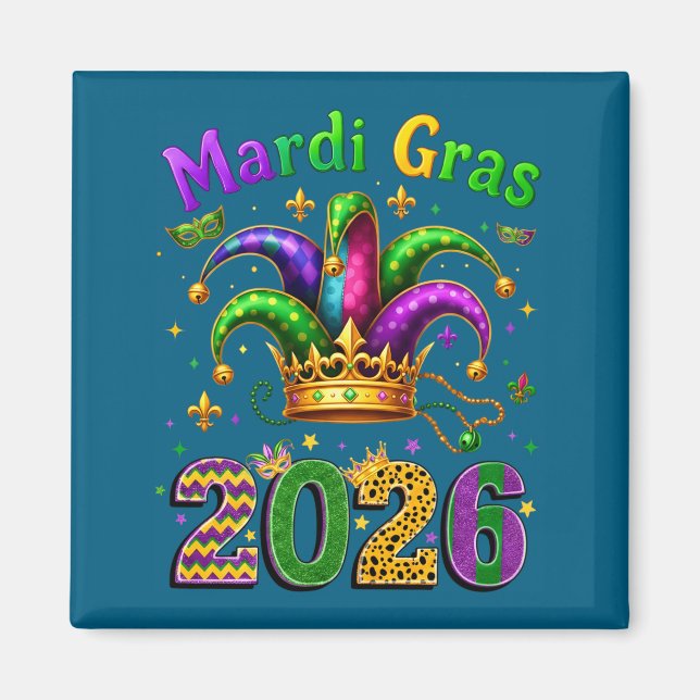 Glad Mardi Gras 2026 Narrmössa Män Kvinnor Barn Bi Magnet (Framsidan)