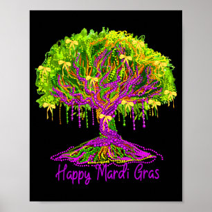 Glad Mardi Gras 2026 Pärlträd New Orleans Kvinnor Poster