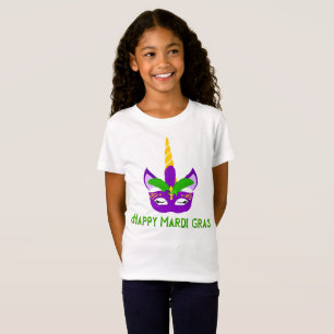 Glad Mardi Gras Enhörning Färgglad T Shirt