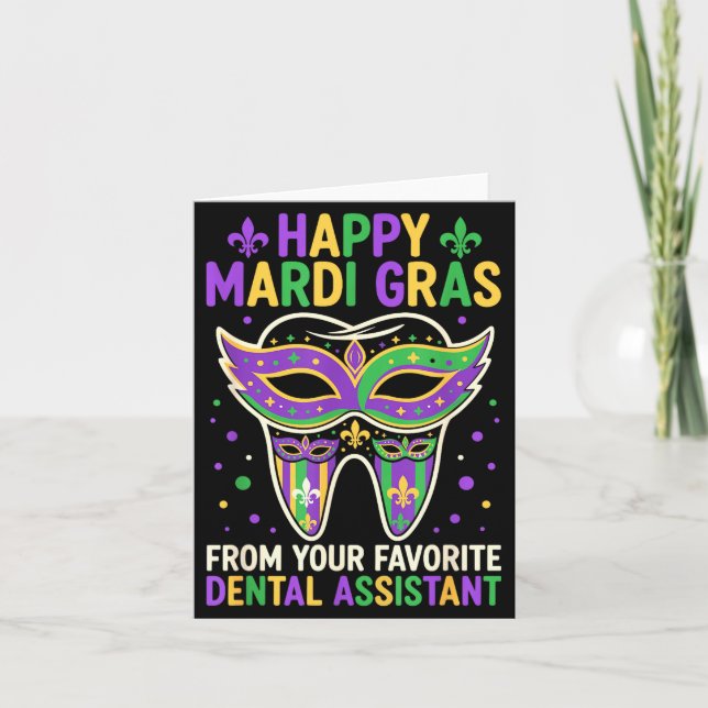 Glad Mardi Gras från din favorit-tandläkare just n Kort (Framsida)