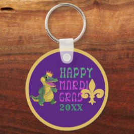 Glad Mardi Gras Gator King Nyckelring