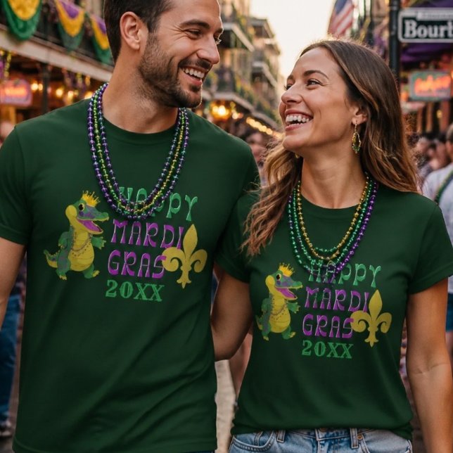 Glad Mardi Gras Gator King T-Shirt (Skapare uppladdad)