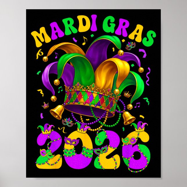 Glad Mardi Gras Karneval Mardi Gras 2026 Narren M Poster (Framsidan)