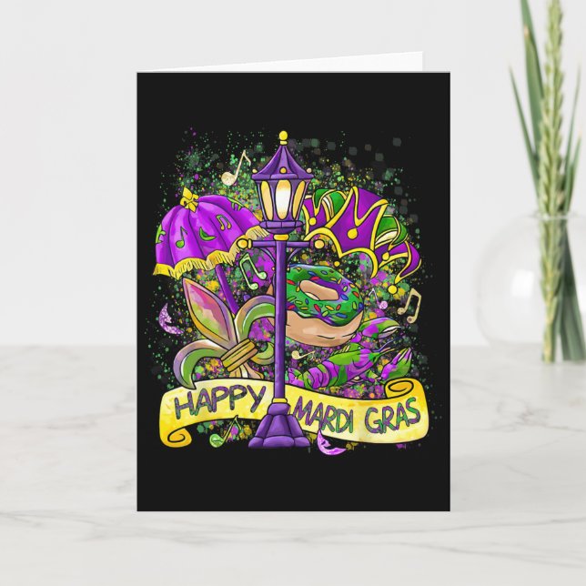 Glad Mardi Gras-karneval Matchande Partippresent B Kort (Framsida)