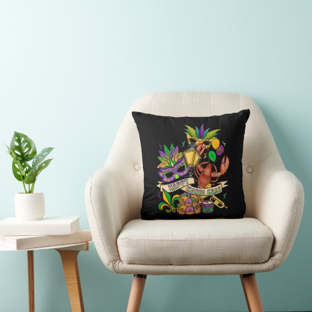 Glad Mardi Gras Kuddthrow Pillow översätts till: G Kudde (Stol)