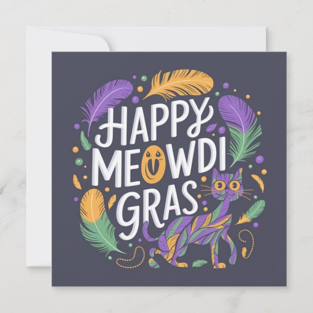 Glad mardi gras Meowdi  Inbjudningar (Framsida)