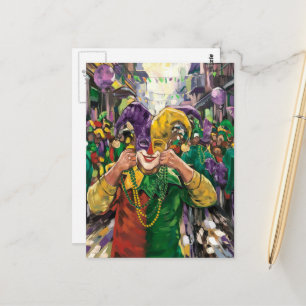 Glad Mardi Gras- narr Vykort