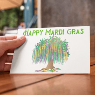 Glad Mardi Gras Pärlor Träd Vykort