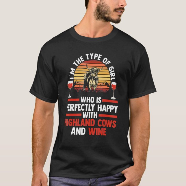 Glad med vin och högländska kor t shirt (Framsida)