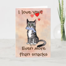 Glad mellanmål Tabby Cat Alla hjärtans dag-kort