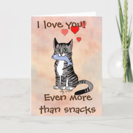 Glad mellanmål Tabby Cat Alla hjärtans dag-kort Helgkort