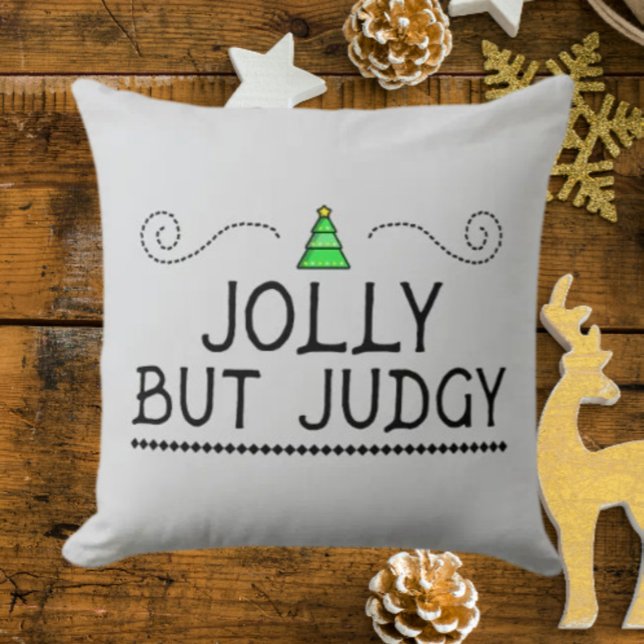 Glad men dömande | Festiv julkastkudde Kudde (Skapare uppladdad)