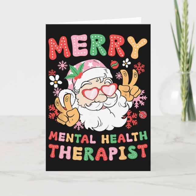 Glad mentalvårdsterapeut jul Xmas-fest Kort (Framsida)