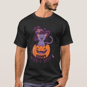 Glad Meow O Ween Katt Pumpor Jag Bus eller Godsake T Shirt